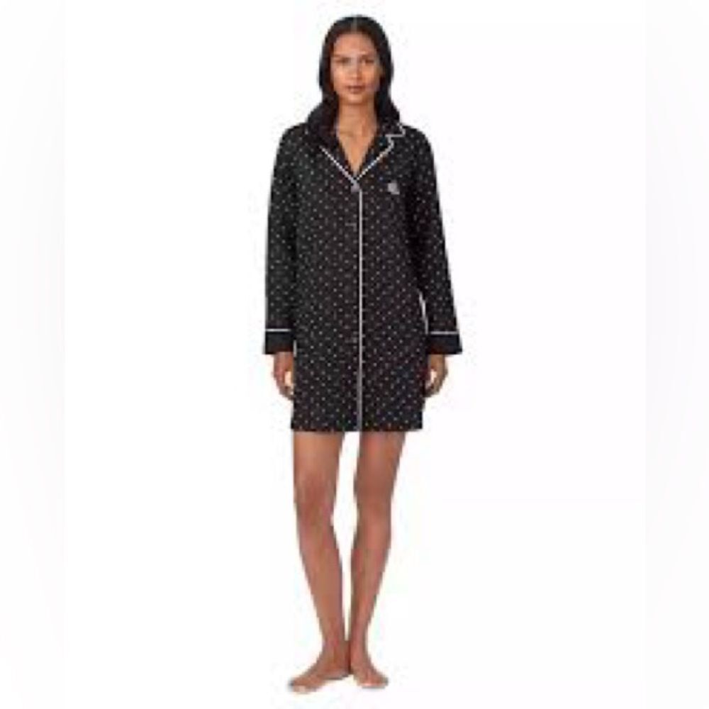 Lauren Ralph Lauren Polka-Dot Sateen Sleep Shirt